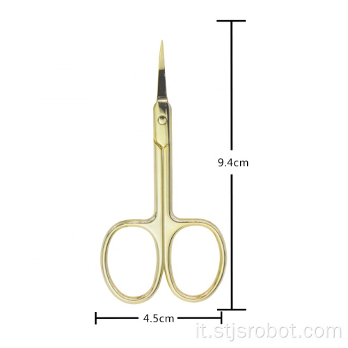 Strumento di bellezza Forbici per sopracciglia curve in acciaio inossidabile color oro